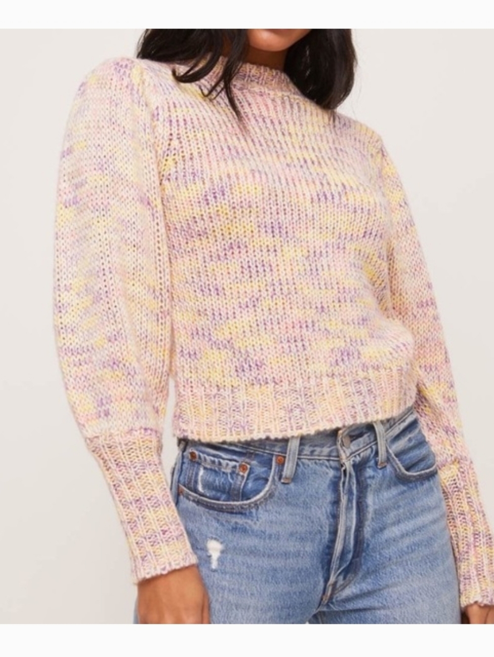 LUSH Pastel Chunky Knit Crewneck Sweater Sz S